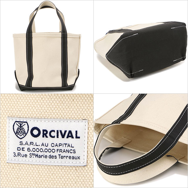 オーシバル ORCIVAL トートバッグ スモール [OR-H0285-KWC] TOTE BAG SMALL メンズ・レディース ユニセックス 鞄 日本製 キャンバストート 小サイズ 帆布 ホワイト系 ECRU/CHARCOAL 正規取扱店