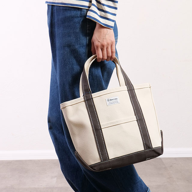 オーシバル ORCIVAL トートバッグ スモール [OR-H0285-KWC] TOTE BAG SMALL メンズ・レディース ユニセックス 鞄 日本製 キャンバストート 小サイズ 帆布 ホワイト系 ECRU/CHARCOAL 正規取扱店