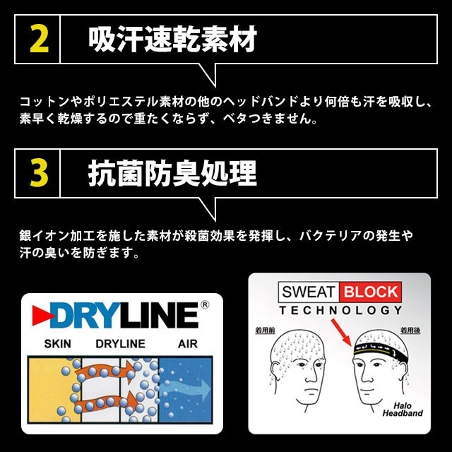 ヘイロ HALO 目に汗が入らないヘッドバンド HALO スリム プル
