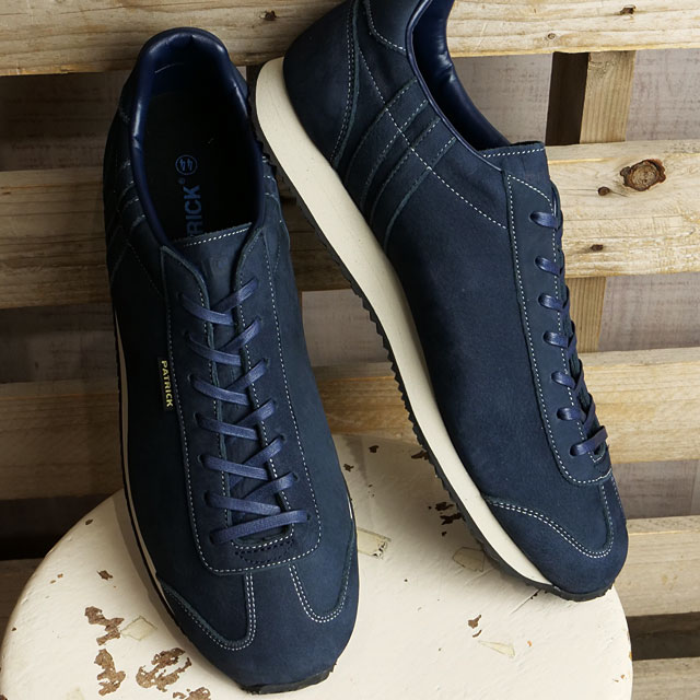 PATRICK スニーカー 42 ネイビー 極美品 PATRICK パトリック マラソン レザースニーカー ネイビー