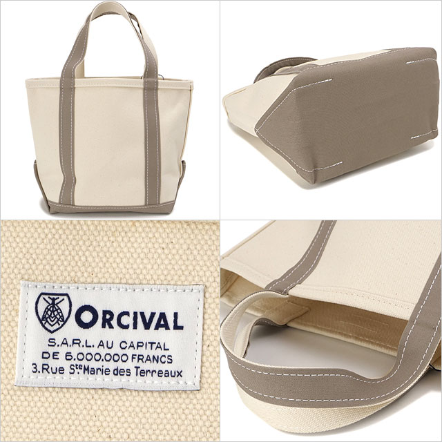 オーシバル ORCIVAL トートバッグ スモール [OR-H0285-KWC] TOTE BAG SMALL メンズ・レディース ユニセックス 鞄 日本製 キャンバストート 小サイズ 帆布 ホワイト系 ECRU/TAUPE 正規取扱店 オーシバル ORCIVAL トートバッグ スモール [OR-H0285-KWC] TOTE BAG