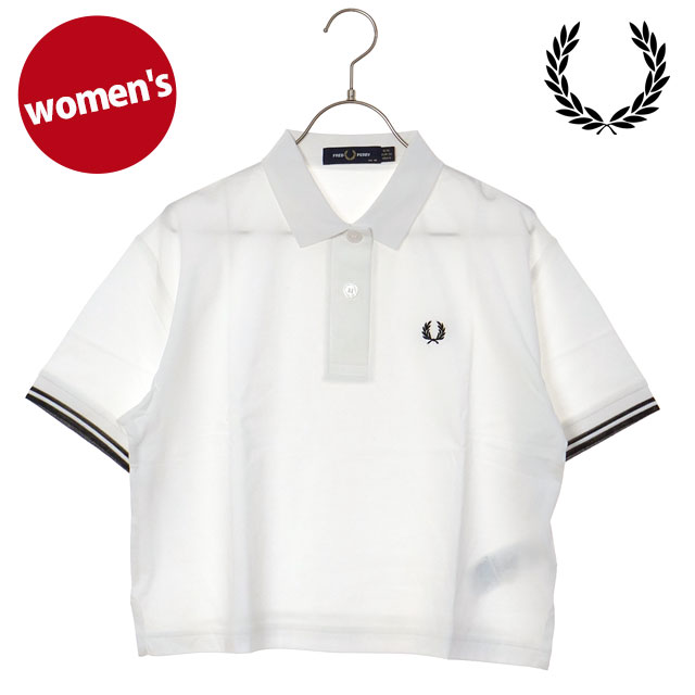 Fred Perry クロップドポロシャツ ホワイト フレッドペリー FRED PERRY レディース シアーティップドポロシャツ