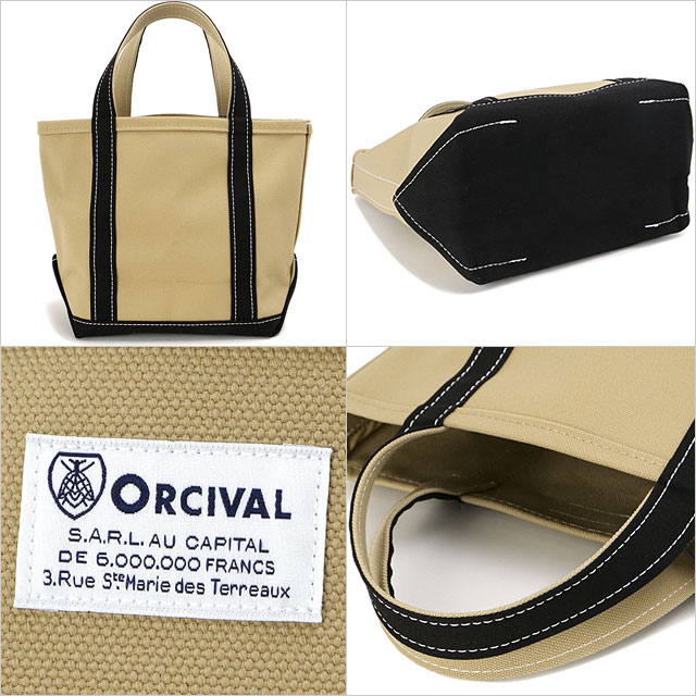 オーシバル ORCIVAL トートバッグ スモール [OR-H0285-KWC] TOTE BAG SMALL メンズ・レディース ユニセックス 鞄 日本製 キャンバストート 小サイズ 帆布 カーキグリーン LT.KHAKI/BLACK 正規取扱店