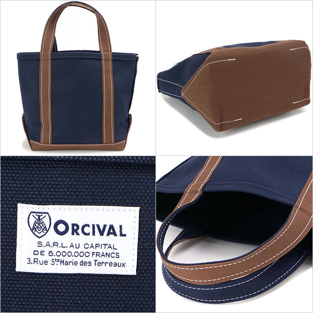オーシバル ORCIVAL トートバッグ スモール [OR-H0285-KWC] TOTE BAG SMALL メンズ・レディース ユニセックス 鞄 日本製 キャンバストート 小サイズ 帆布 ネイビー MARINE/HAZELNUT 正規取扱店