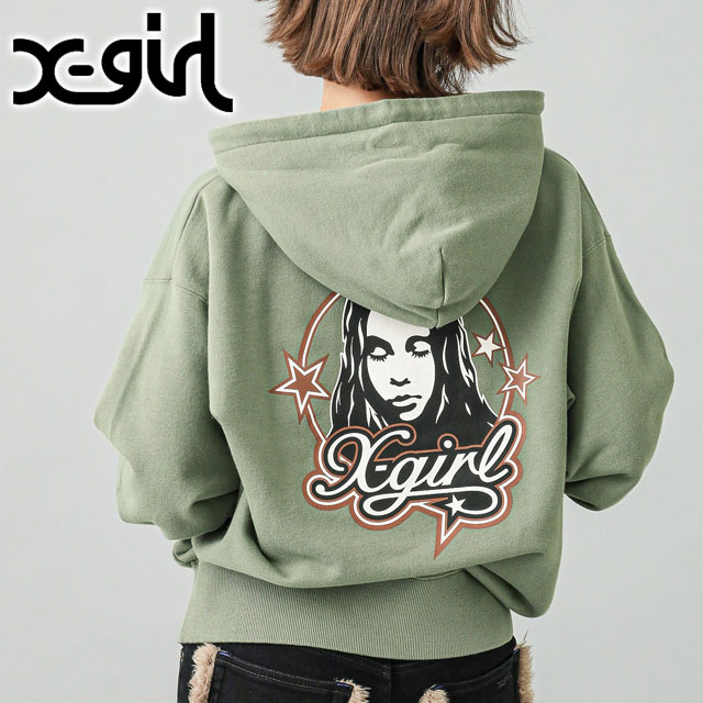 エックスガール X-girl フェイスアンドスター スウェットフーディー