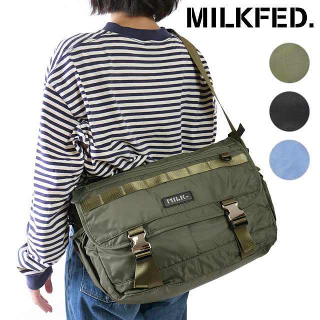 ミルクフェド(MILKFED.)ロゴ PLATE メッセンジャーバッグ 103241053006-BLACK(Men’s、La… ミルクフェド MILKFED. ロゴプレート メッセンジャーバッグ