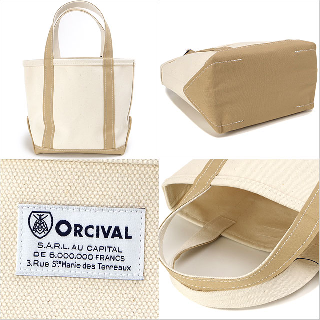 オーシバル ORCIVAL トートバッグ スモール [OR-H0285-KWC] TOTE BAG SMALL メンズ・レディース ユニセックス 鞄 日本製 キャンバストート 小サイズ 帆布 ホワイト系 ECRU/MEDIUM-BEIGE 正規取扱店