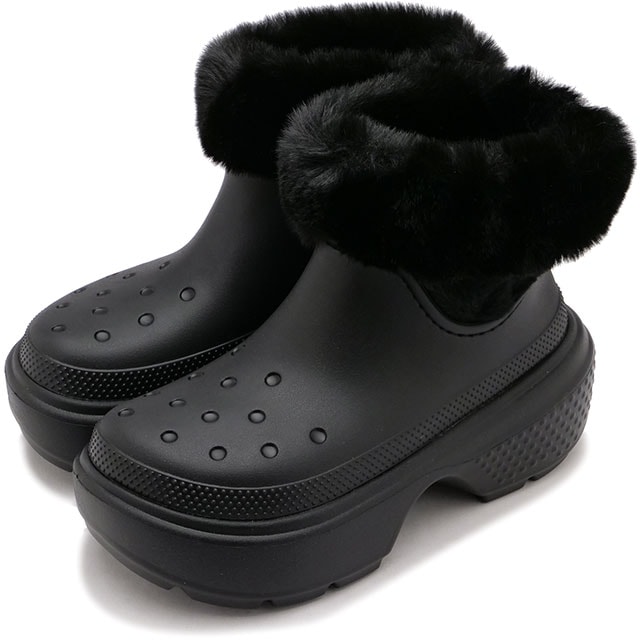 50OFFSALEۥå crocs ǥ ȥ 饤 ֡ [208718-001 FW23] STOMP LINED BOOT  󥿡֡ BLACKs