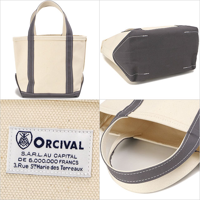 オーシバル ORCIVAL トートバッグ スモール [OR-H0285-KWC] TOTE BAG SMALL メンズ・レディース ユニセックス 鞄 日本製 キャンバストート 小サイズ 帆布 ホワイト系 ECRU/IRON-GREY 正規取扱店