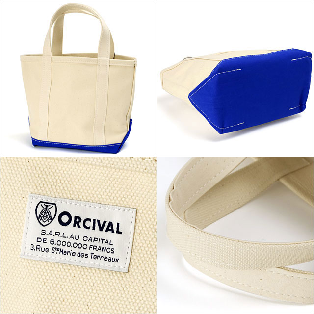 オーシバル ORCIVAL トートバッグ スモール [OR-H0285-KWC] TOTE BAG SMALL メンズ・レディース ユニセックス 鞄 日本製 キャンバストート 小サイズ 帆布 ホワイト系 ECRU/ULTRAMARINE 正規取扱店