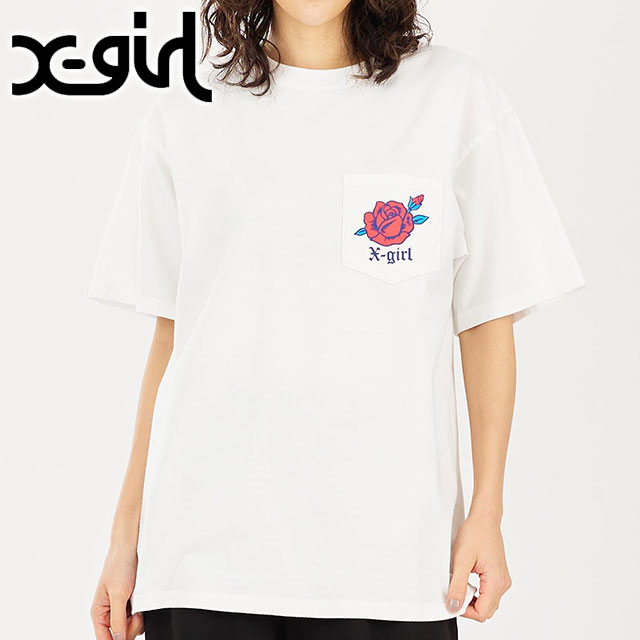 ̵ۡSALEۥå X-girl ǥ  ݥå 硼ȥ꡼ T [105232011011 SU23] ROSE POCKET S/S TEE XGIRL ȥåץ Ⱦµ ݥƥ WHITE  ۥ磻ȷϡڥ᡼ۡts