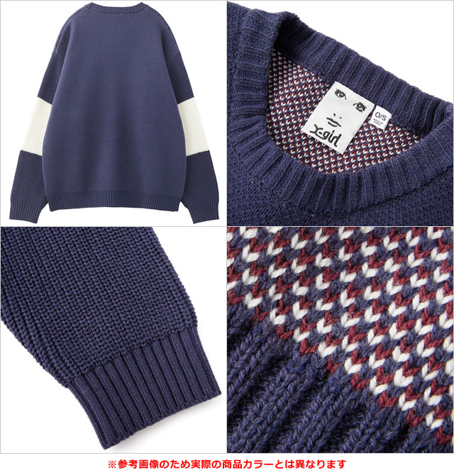 SALEۥå X-girl Х顼Х 㥬ɥ˥åȥȥå [105244015005 FW24WINTER] BICOLOR OVAL LOGO JACQUARD KNIT TOP ǥ ȥåץ  BLACK 谷Źts