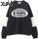 SALEۥå X-girl Х顼Х 㥬ɥ˥åȥȥå [105244015005 FW24WINTER] BICOLOR OVAL LOGO JACQUARD KNIT TOP ǥ ȥåץ  BLACK 谷Źts