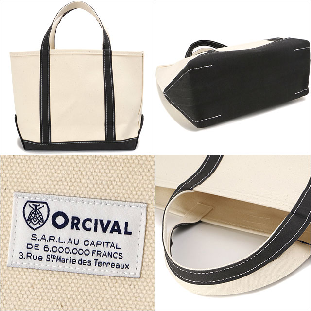 オーシバル ORCIVAL トートバッグ ミディアム [OR-H0284-KWC] TOTE BAG MEDIUM メンズ・レディース ユニセックス 鞄 日本製 キャンバストート 中サイズ 帆布 ホワイト系 ECRU/CHARCOAL 正規取扱店