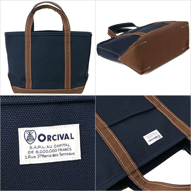 オーシバル ORCIVAL トートバッグ ミディアム [OR-H0284-KWC] TOTE BAG MEDIUM メンズ・レディース ユニセックス 鞄 日本製 キャンバストート 中サイズ 帆布 ネイビー MARINE/HAZELNUT 正規取扱店
