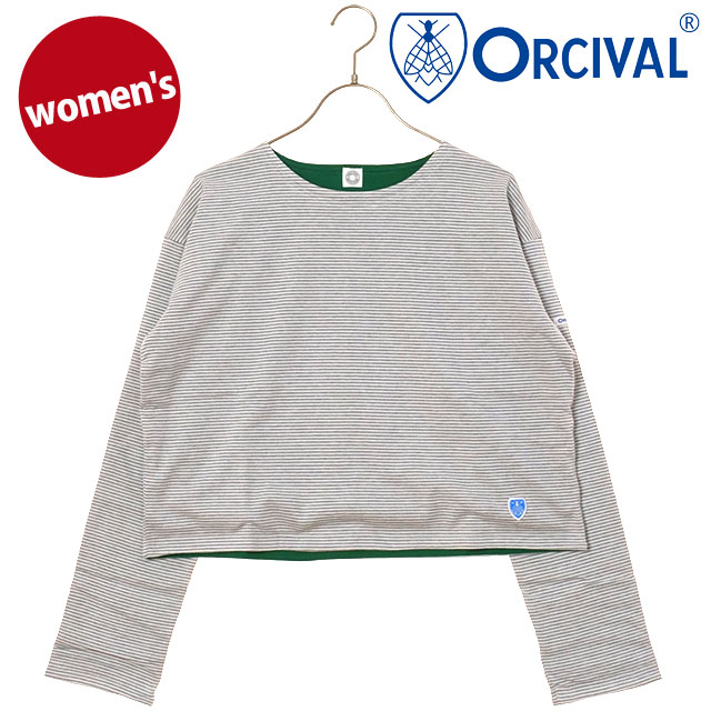 オーシバル ORCIVAL ボートネック ロングスリーブプルオーバー [OR-C0495-BXM FW25] BOAT NECK L/S PULLOVER レディース トップス カットソー 長袖Tシャツ ボーダー GREY-STRIPE/GREEN 正規取扱店
