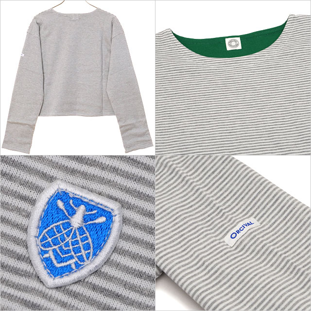 オーシバル ORCIVAL ボートネック ロングスリーブプルオーバー [OR-C0495-BXM FW25] BOAT NECK L/S PULLOVER レディース トップス カットソー 長袖Tシャツ ボーダー GREY-STRIPE/GREEN 正規取扱店