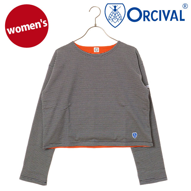 オーシバル ORCIVAL ボートネック ロングスリーブプルオーバー [OR-C0495-BXM FW25] BOAT NECK L/S PULLOVER レディース トップス カットソー 長袖Tシャツ ボーダー NAVY-STRIPE/ORANGE 正規取扱店
