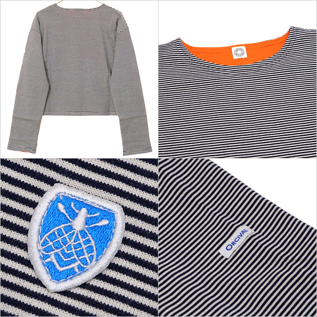 オーシバル ORCIVAL ボートネック ロングスリーブプルオーバー [OR-C0495-BXM FW25] BOAT NECK L/S PULLOVER レディース トップス カットソー 長袖Tシャツ ボーダー NAVY-STRIPE/ORANGE 正規取扱店