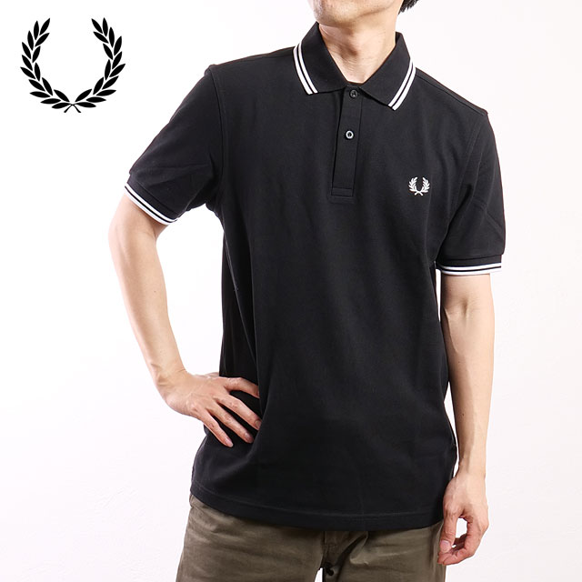եåɥڥ꡼ FRED PERRY ݥ ĥ ƥåץ եåɥڥ꡼ [M3600-350] TWIN TIPPED FRED PERRY SHIRT  ȥåץ Ⱦµ åȥԥ BLACK