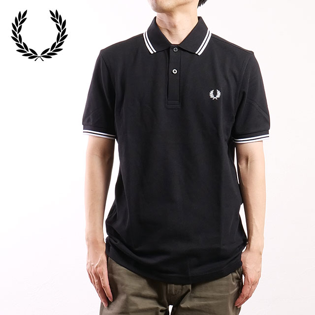 եåɥڥ꡼ FRED PERRY ݥ ĥ ƥåץ եåɥڥ꡼ [M3600-350] TWIN TIPPED FRED PERRY SHIRT  ȥåץ Ⱦµ åȥԥ BLACK