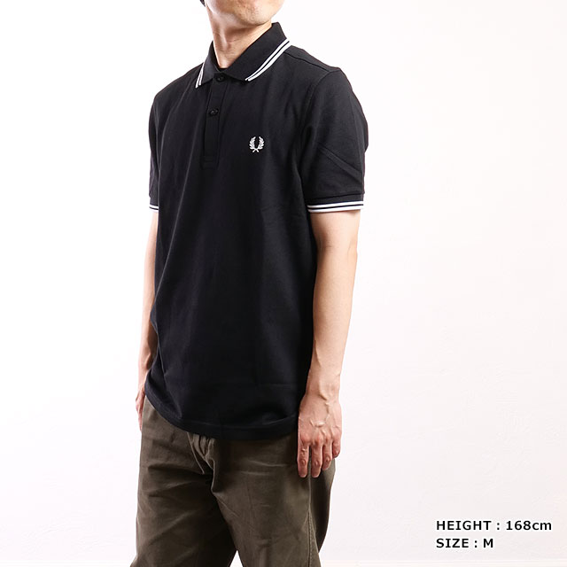 եåɥڥ꡼ FRED PERRY ݥ ĥ ƥåץ եåɥڥ꡼ [M3600-350] TWIN TIPPED FRED PERRY SHIRT  ȥåץ Ⱦµ åȥԥ BLACK
