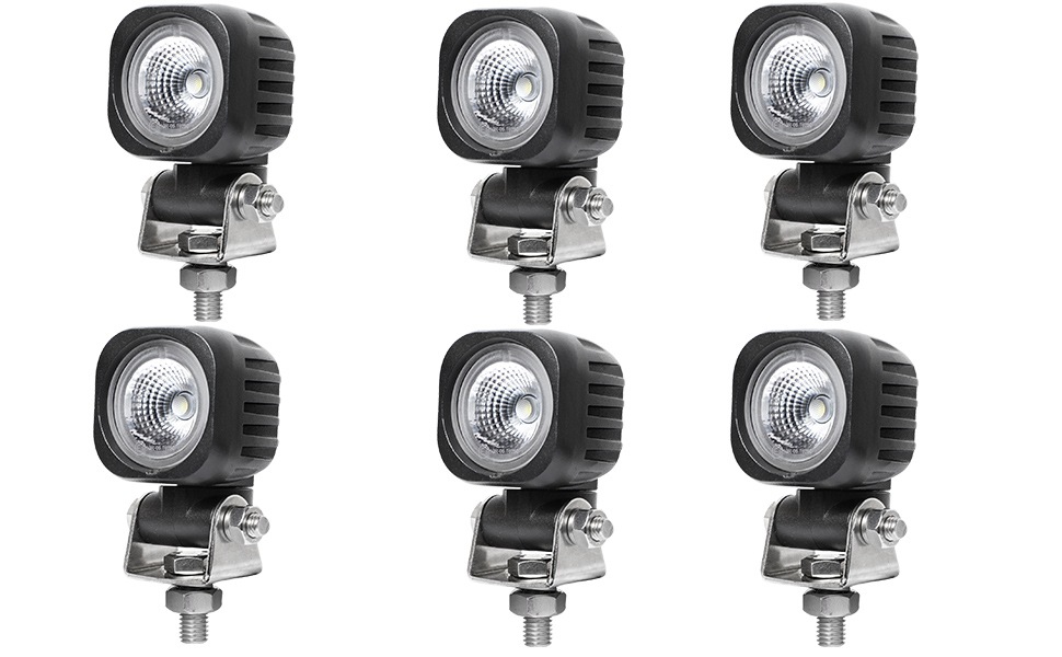 作業灯 12V 24V対応 【10W】 高輝度 ワークライト 【6台セット】 投光器 LED 防水 防塵 耐久性抜群 トラック 重機 建設機械向け 小型 丸型 角型 最大14ヵ月保証 高耐久 オフロード対応 MSM-N609/N610