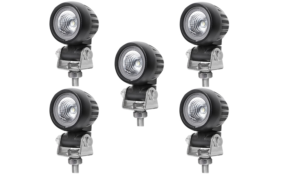 高耐久 LED投光器 12V 24V対応 【10W】 高輝度 ワークライト 【5台セット】 防水 防塵 耐久性抜群 トラック 重機 建設機械向け 小型 角型 丸型 最大14ヵ月保証 省エネ オフロード対応 作業灯 MSM-N609/N610