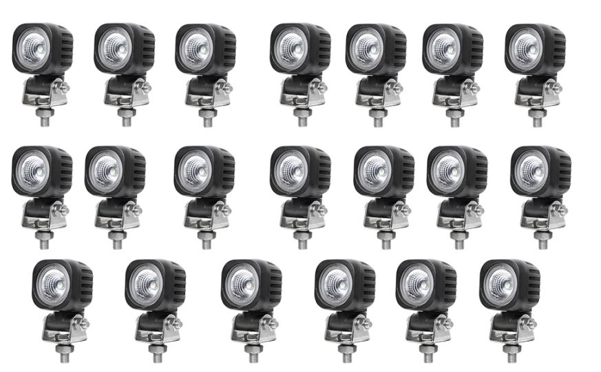 強力照射 LED作業灯 12V 24V対応 【10W】 高輝度 ワークライト 【20台セット】 防水 防塵 耐久性抜群 農業機械 LEDライト 小型 角型 丸型 最大14ヵ月保証 高耐久 LED投光器 オフロード対応 MSM-N609/N610