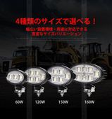 【60W/120W/150W/160W選択可】高輝度LED作業灯 OSRAM製チップ搭載 12V/24V兼用 10V-30V対応 防水 広角照射 EMC対策 6000K ホワイト発光 船舶/建機/農機