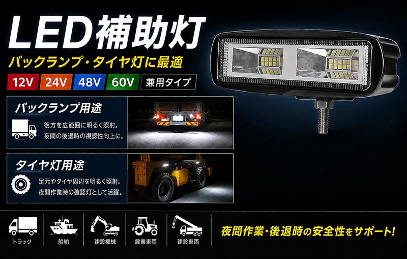 高電圧対応薄型LED作業灯 20W 1100lm 12V・24V・48V・60V 広角拡散｜1～30台選択可｜msm1920P-20