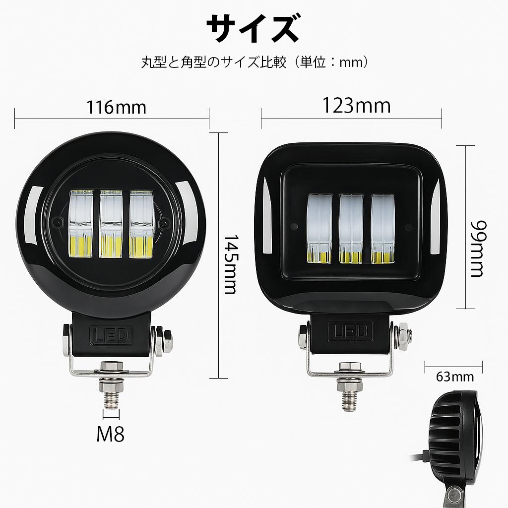 フォグランプ 後付け 汎用 LED フォグランプ【8台/カットライン】12V 