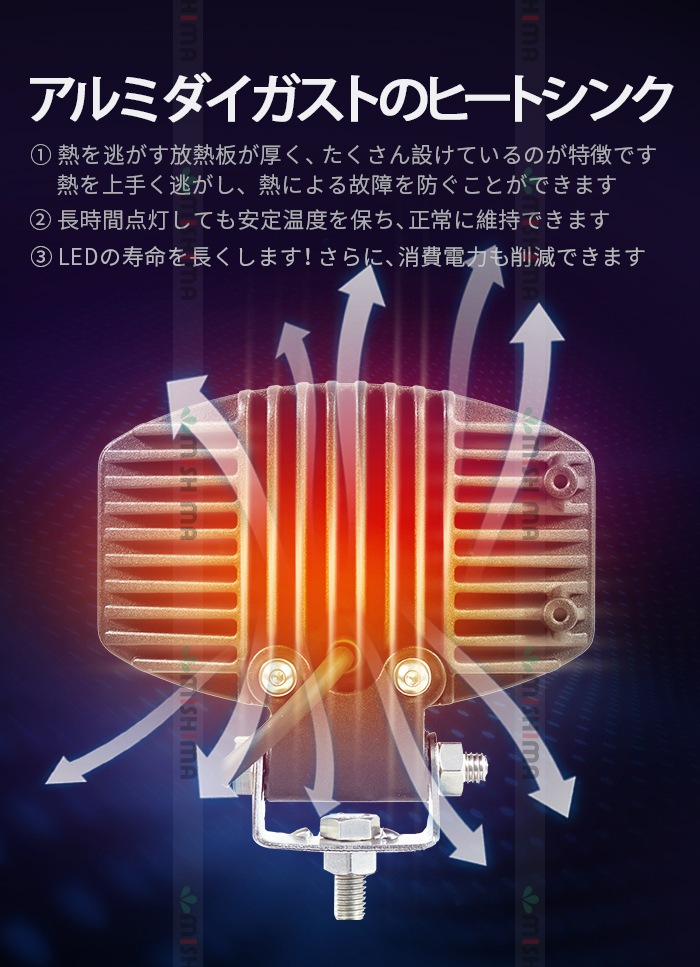 小型LED作業灯 15W 1900lm OSRAM 12V/24V 広角 EMCノイズ対策 IP67 重機 船舶｜1台～40台選択可｜msm5430E-os15