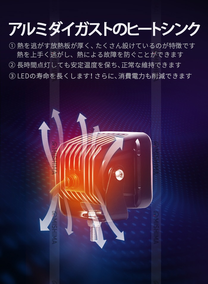 led作業灯24vノイズ対策 led作業灯トラクター【1台・温度制御機能付き 