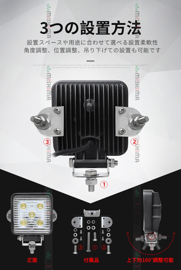作業灯led12v 作業灯led24v【2台/・ノイズ対策15W】作業灯 LED ワークライト msm909 広角/狭角15w 12v 24v兼用 最大14ヵ月保証■角形  作業灯led車 