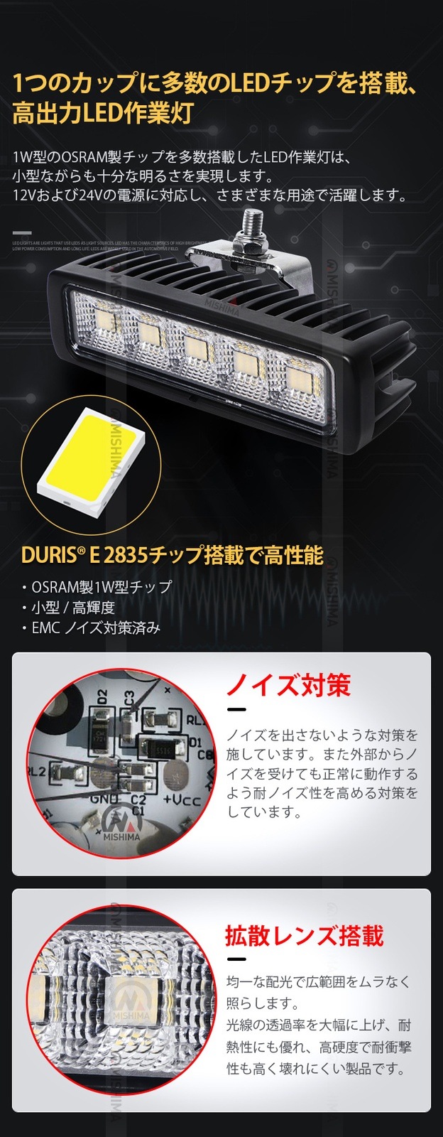 led作業灯12v 45W led作業灯24v【1台・最大14ヵ月保証】msm8645 ledワークライト車 12v 車 バックランプ デッキライト 路肩灯 補助灯 タイヤ灯 船用 漁業用 24v 12v 対応 