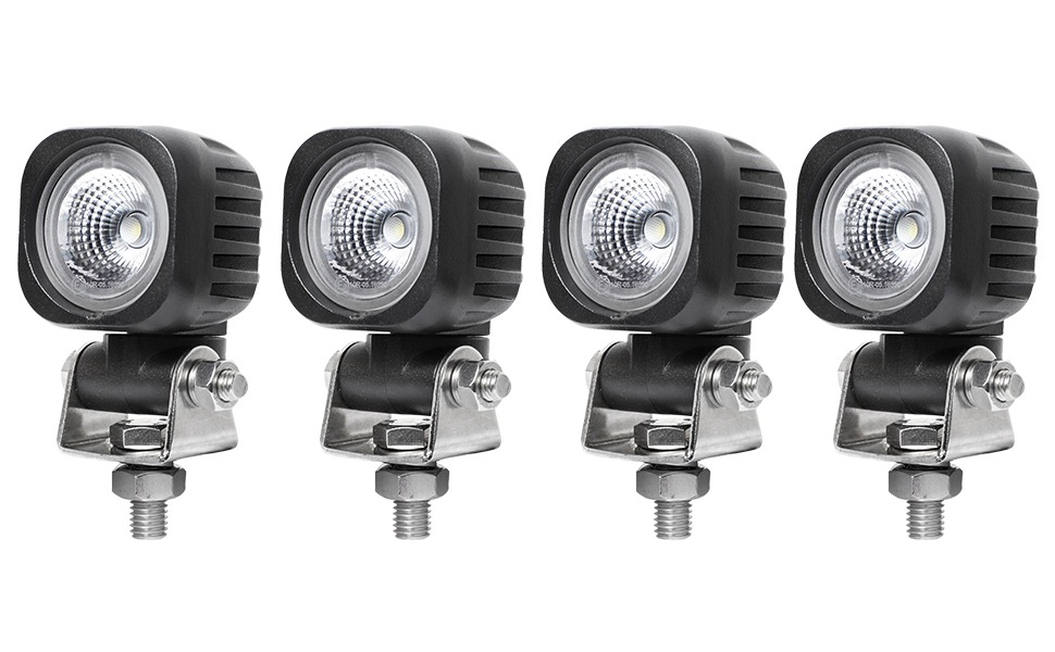 防振 LED作業灯 12V 24V対応 【10W】 高輝度 ワークライト 【4台セット】 防水 防塵 耐久性抜群 トラック フォークリフト 建設機械向け 小型 丸型 角型 最大14ヵ月保証 高耐久 オフロード対応 強力照射 投光器 MSM-N609/N610