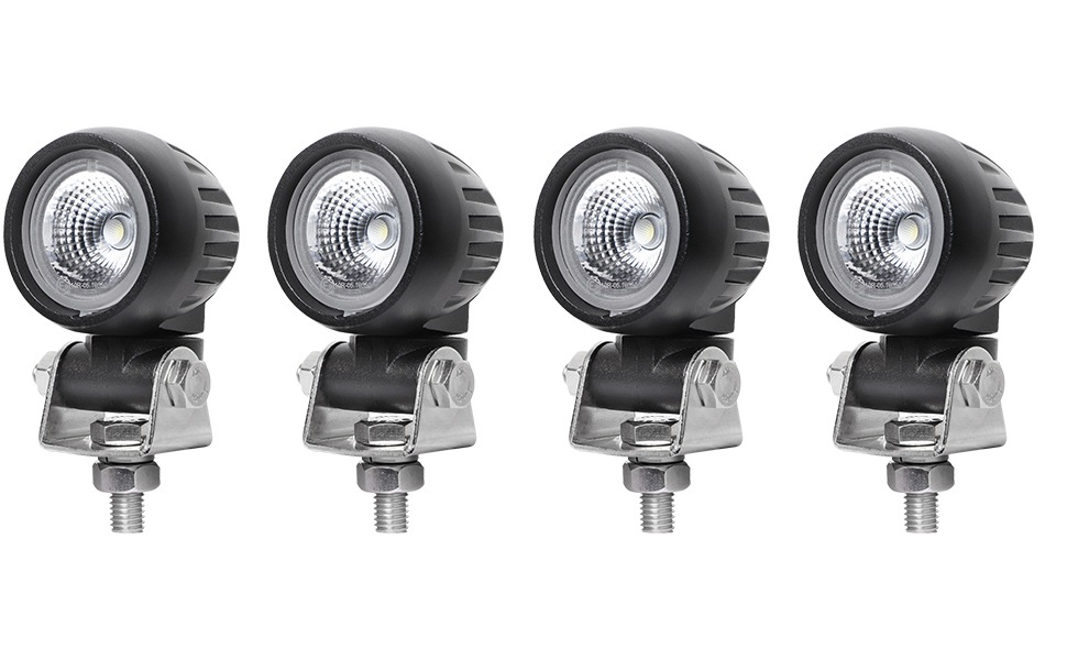 防振 LED作業灯 12V 24V対応 【10W】 高輝度 ワークライト 【4台セット】 防水 防塵 耐久性抜群 トラック フォークリフト 建設機械向け 小型 丸型 角型 最大14ヵ月保証 高耐久 オフロード対応 強力照射 投光器 MSM-N609/N610