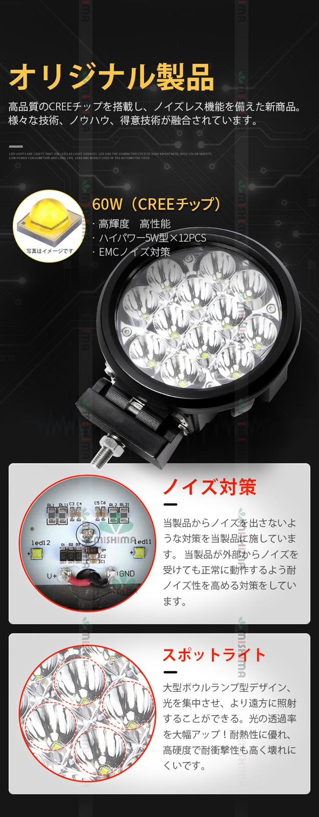 作業灯 LED LED作業灯 ワークライト【1台・ストーンガード付きの