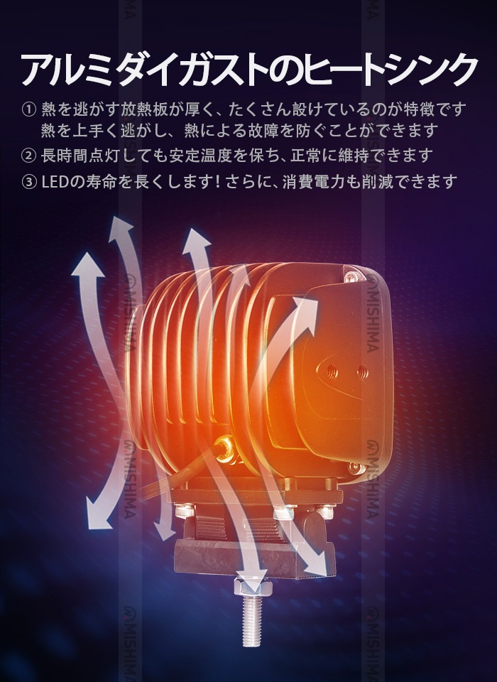 高電圧LED作業灯 50W 12V/24V/48V 広角・集光 EMC 1台 集魚灯 msm7050