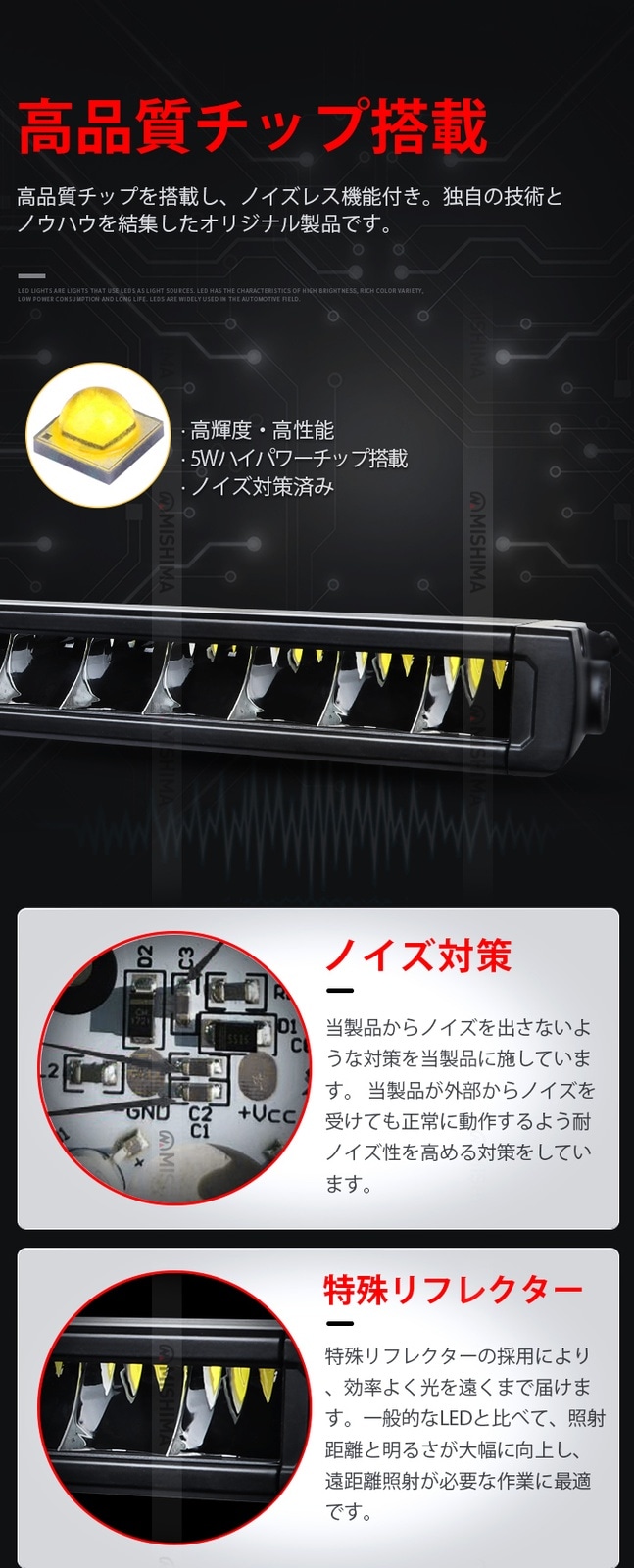 高輝度200Wイエロー作業灯 LED 狭角スポット照射 16000lm｜12V/24V対応