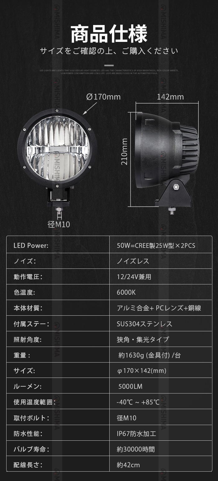 ワークライトled作業灯【4台・50W投光器/作業灯・最大14ヵ月保証