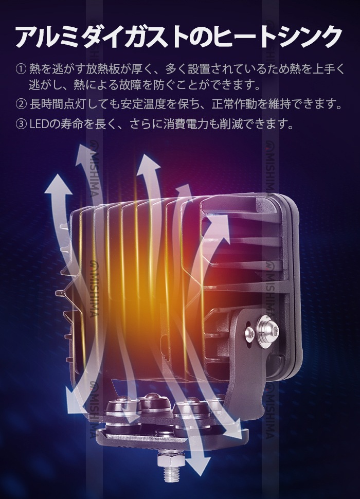 led作業灯12v led作業灯24v【1台/led作業灯ワークライト】広範囲 12v 24v 180W msm74180 船舶用 車用 農業機械用 防水 180ｗ トラクター 重機 建築機械 の ブラック 温度制御機能付き 耐久性 LEDサーチライト 