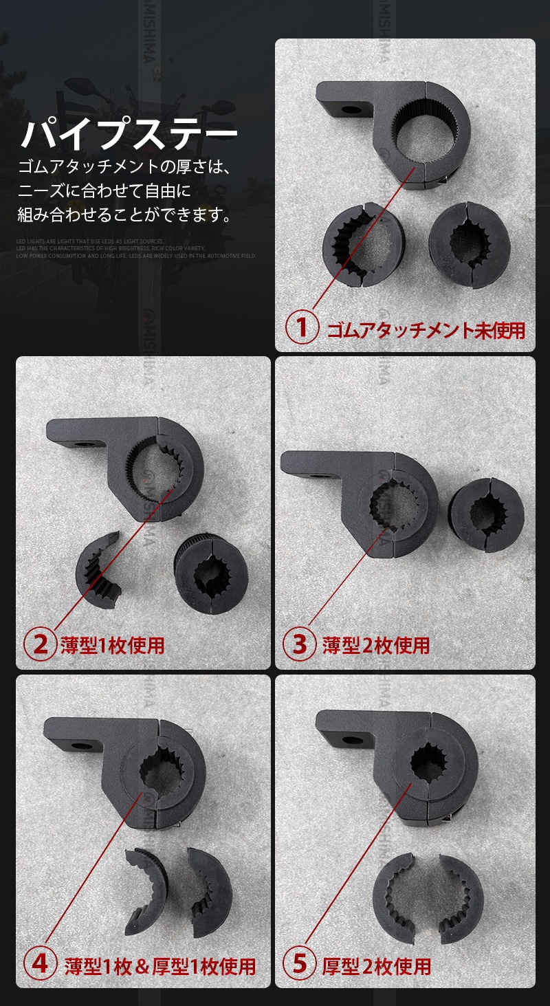 作業灯 ワークライト msm-bkt-B 多機能パイプステー:超厚肉パイプ径20-51mmに適合 丸パイプ用 作業灯・集魚灯・ワークライト・サーチライト取付ステー