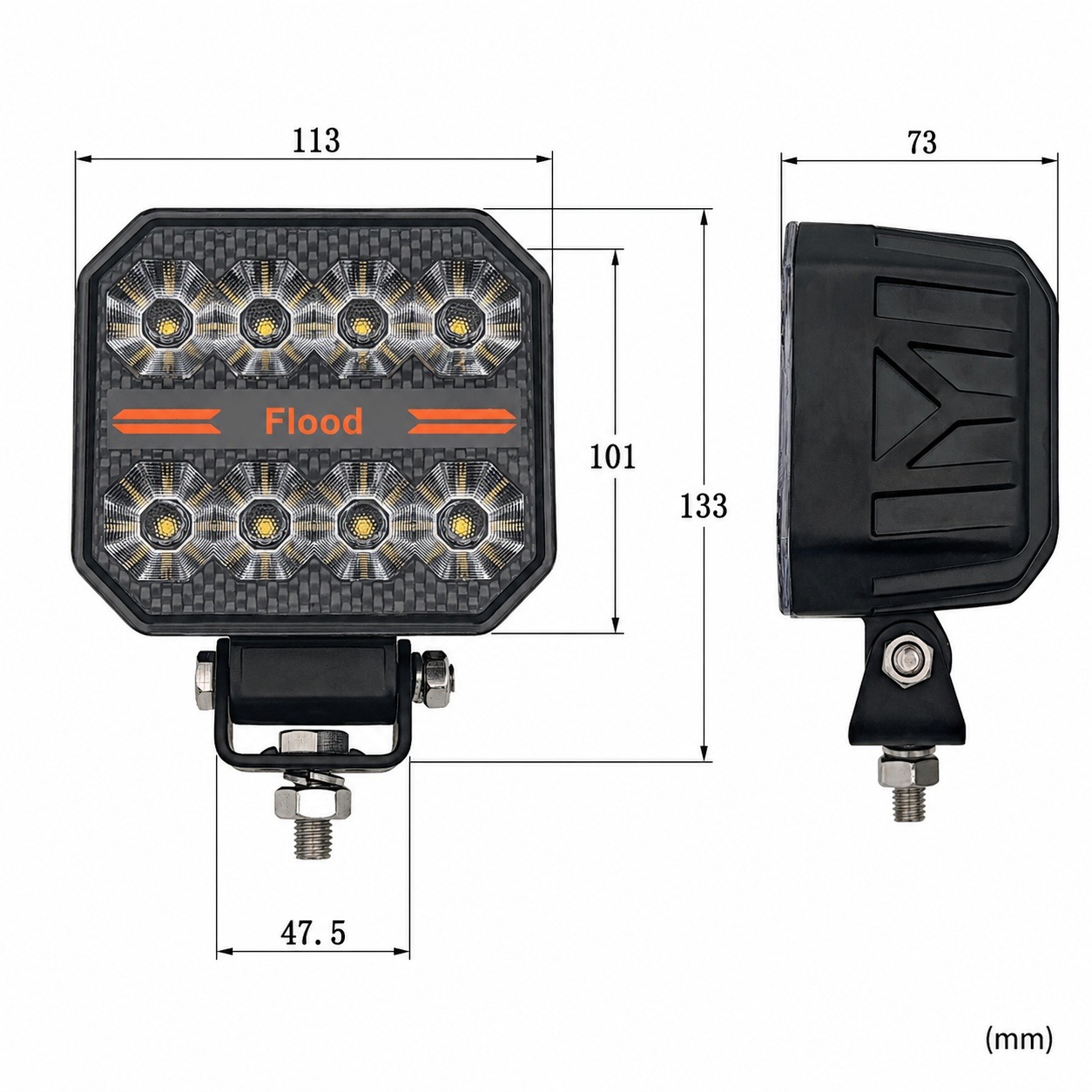 LED作業灯 80W ワークライト 12V 24V 兼用 広角 拡散 6000LM OSRAM製P9
