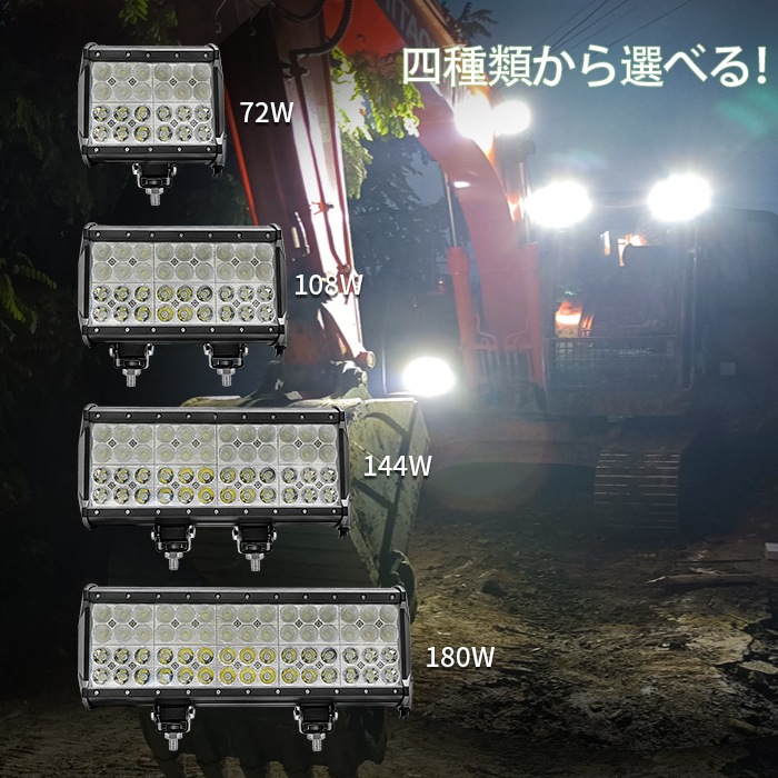 多用途・高耐久・3台】LED作業灯72W 12v/24v兼用 - msm941-高輝度CREE