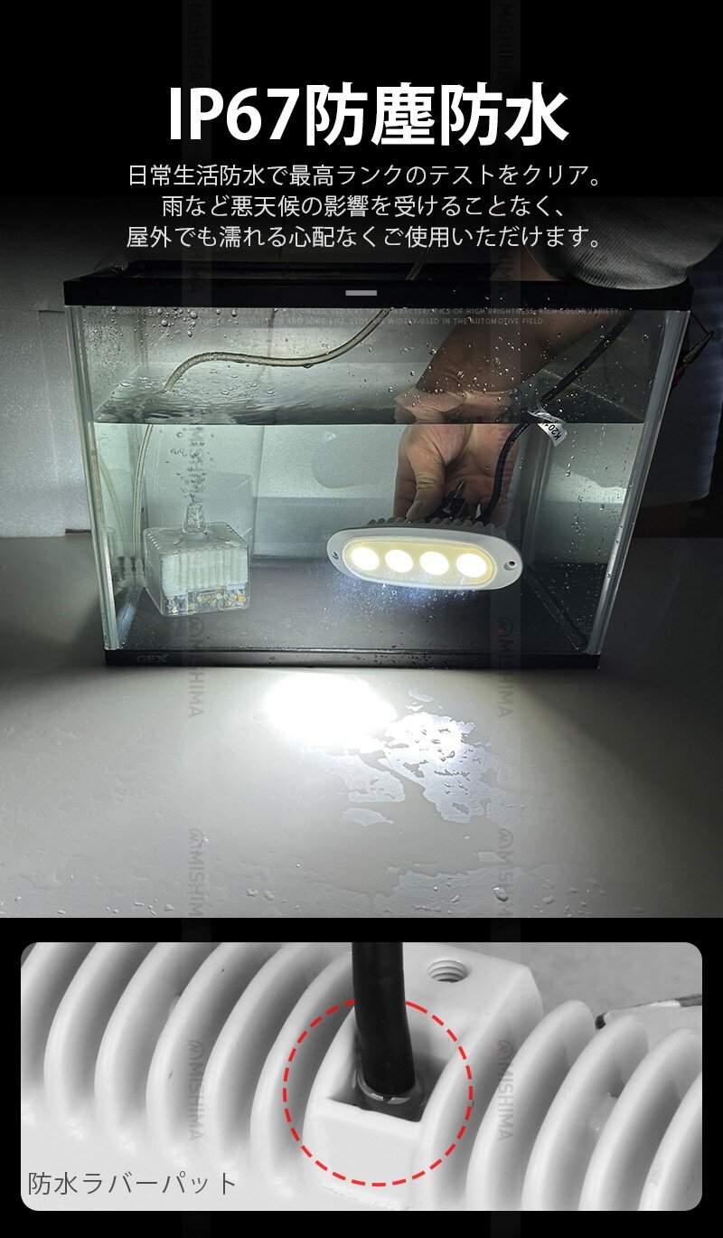 作業灯 LED ワークライト【1台・コンパクトサイズ、はめ込み式 】led作業灯24v led作業灯12v led作業灯ワークライト msm3104 船舶 拡散 屋外照明 防水 ライト 船 車 トラック 丸角 12W フォグランプ 白ボディー