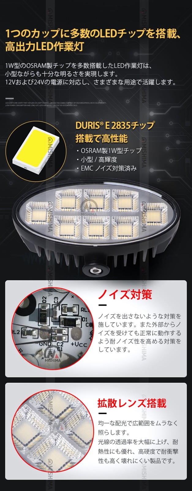 led作業灯トラクター 楕円型120W LED作業灯【6台セット】 MSM-88120