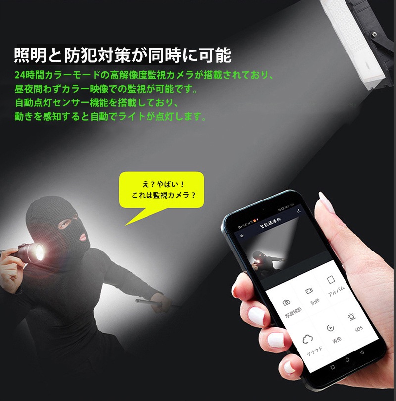 防犯カメラ付き ソーラーLED外灯 msm-DW200 WiFi対応 スマホ遠隔監視
