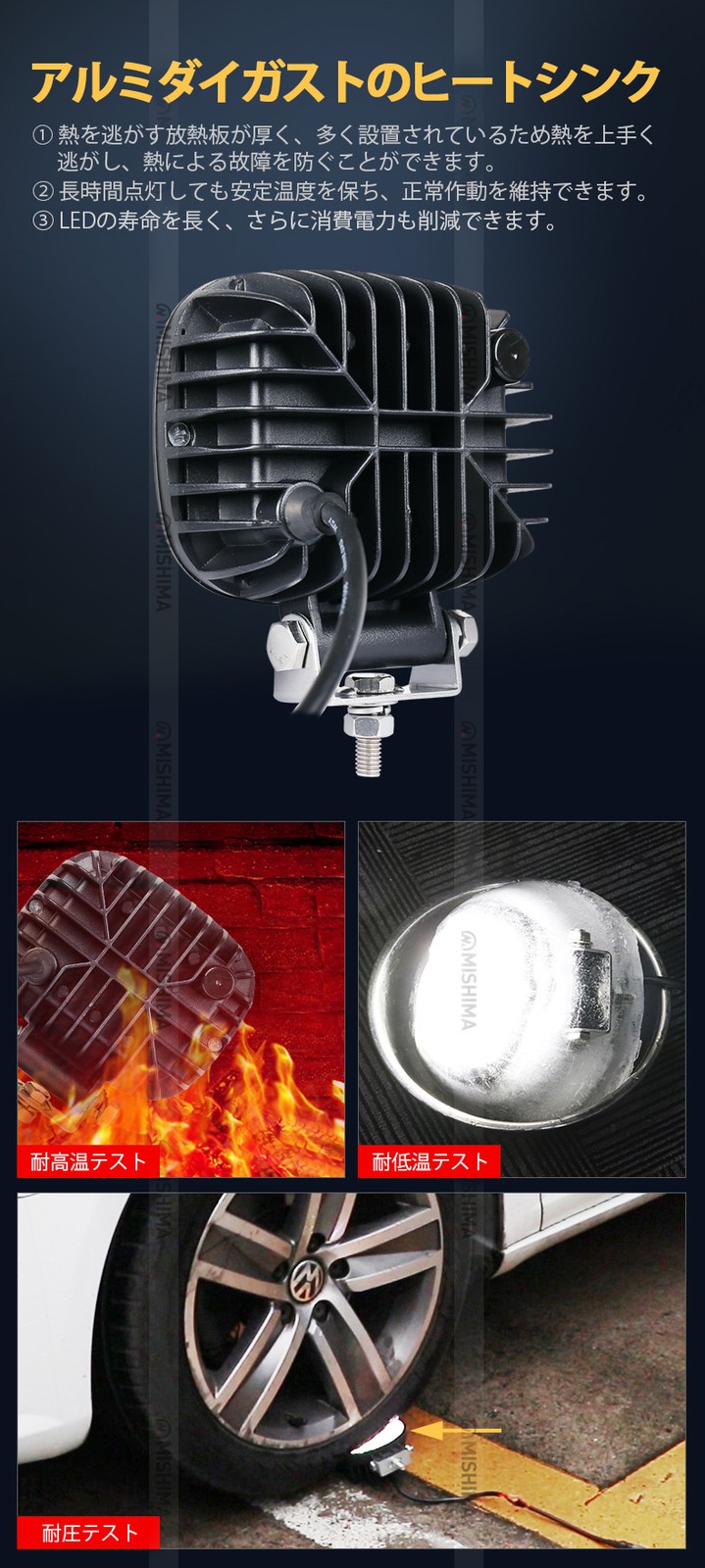 カットライン フォグランプ LED 【3台/カットライン】12V、24V、48V 